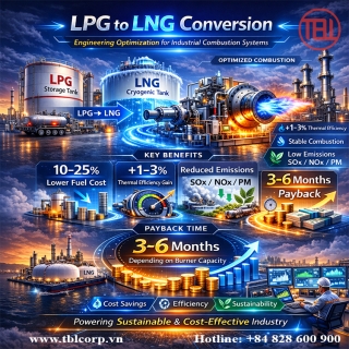Chuyển đổi LPG sang LNG: Hiệu quả kinh tế, tối ưu chi phí và chiến lược phát triển bền vững cho doanh nghiệp công nghiệp