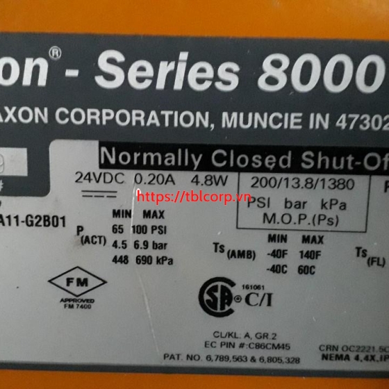 150S8111-AA11- G2B01 Honeywell Maxon Series 8000 Van đóng ngắt khí nén an toàn